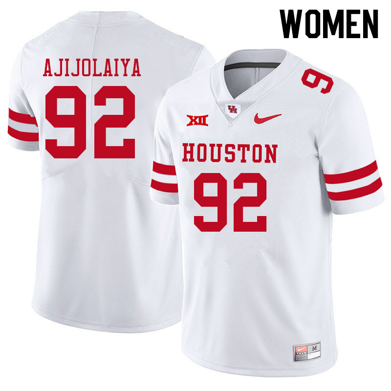 Women #92 Hakeem Ajijolaiya Houston Cougars College Big 12 Conference Football Jerseys Sale-White